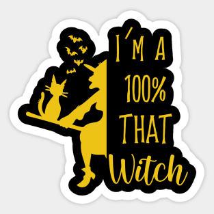 100% That Witch Funny Halloween Gag Gift Costume Sticker